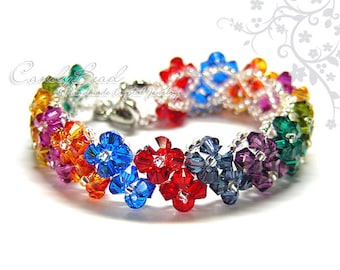 Rainbow bracelet; crystal bracelet; Swarovski bracelet; Glass bracelet;Dark Berry Swarovski Crystals Bracelet