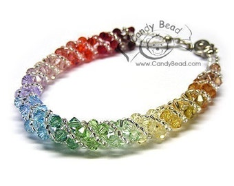 Crystal bracelet; Swarovski bracelet; Glass bracelet;Swarovski Bracelet, Rainbow Crystal Twister Bracelet