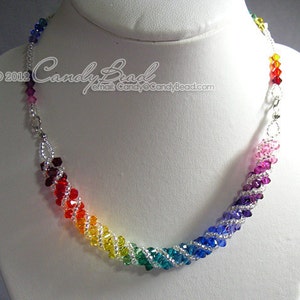 Swarovski necklace, Spectrum rainbow twisty Swarovski Crystal necklace by CandyBead N004-02 image 3