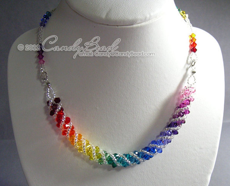 Swarovski necklace, Spectrum rainbow twisty Swarovski Crystal necklace by CandyBead N004-02 image 3