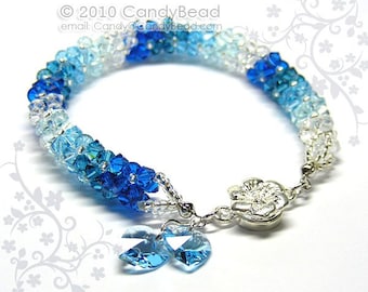 Crystal bracelet; Swarovski bracelet; Glass bracelet;Swarovski Crystal Bracelet, Luxurious Blue Shade Swarovski Crystals