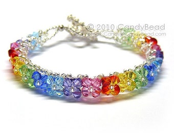 Rainbow bracelet; crystal bracelet; Swarovski bracelet; Glass bracelet;Bright Sunshine Swarovski Crystal Bracelet by CandyBead