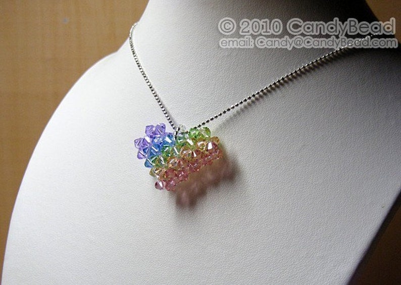 Swarovski necklacecrystal necklace Sweet rainbow heart Swarovski crystals pendant necklace by CandyBead image 5