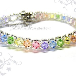 Rainbow bracelet; crystal bracelet; Swarovski bracelet; Glass bracelet;Swarovski Crystal Bracelet - Sweet rainbow single row bracelet