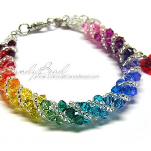 Rainbow bracelet crystal bracelet Swarovski bracelet Glass braceletSpectrum rainbow twisty Swarovski Crystal Bracelet by CandyBead image 3