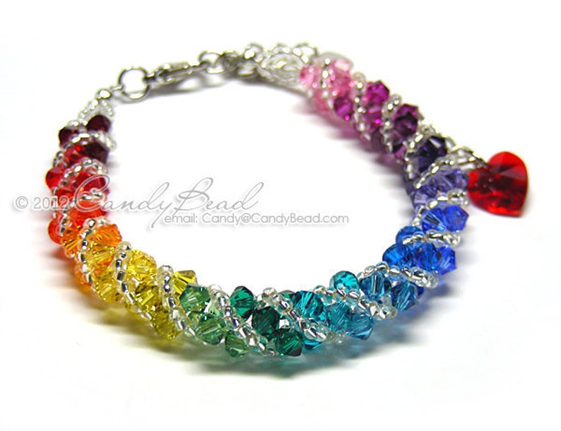 Rainbow bracelet crystal bracelet Swarovski bracelet Glass braceletSpectrum rainbow twisty Swarovski Crystal Bracelet by CandyBead image 3