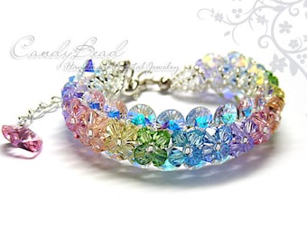Rainbow bracelet; crystal bracelet; Swarovski bracelet; Glass bracelet;Sweet Rainbow Swarovski Crystal Bracelet