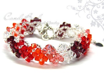 Swarovski Bracelet; Crystal Bracelet; Glass Bracelet; Red Shade Crystal Bracelet by CandyBead