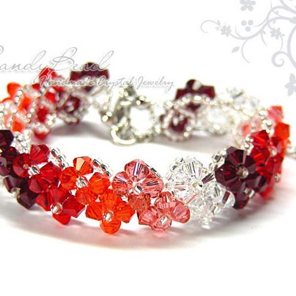 Swarovski Bracelet; Crystal Bracelet; Glass Bracelet; Red Shade Crystal Bracelet by CandyBead