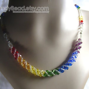 Crystal Necklace Swarovski Necklace Glass Necklace Rainbow twisty Swarovski Crystal necklace by CandyBead image 3