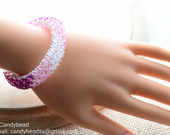 Swarovski Bracelet; Crystal Bracelet; Glass Bracelet; Pinkish Crystal Bracelet by CandyBead