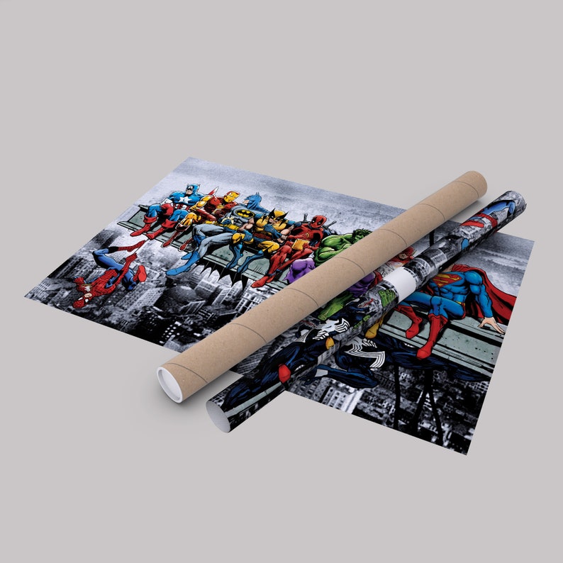 Superheroes Lunch Atop a Skyscraper Canvas Wall Art Home Decor Framed