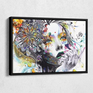 Painting Girl Poster Abstraction Flowers Canvas Wall Art Home Decor Framed Poster Print