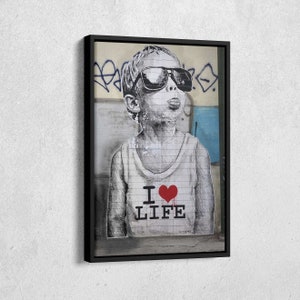 Banksy I love Life Leinwand Wandkunst Wohnkultur gerahmtes Poster Druck