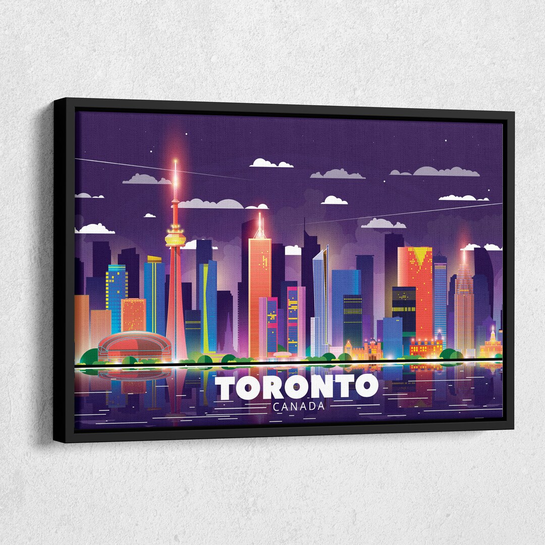 Toronto (canada) Night City Skyline Sky Background. Flat Vector ...