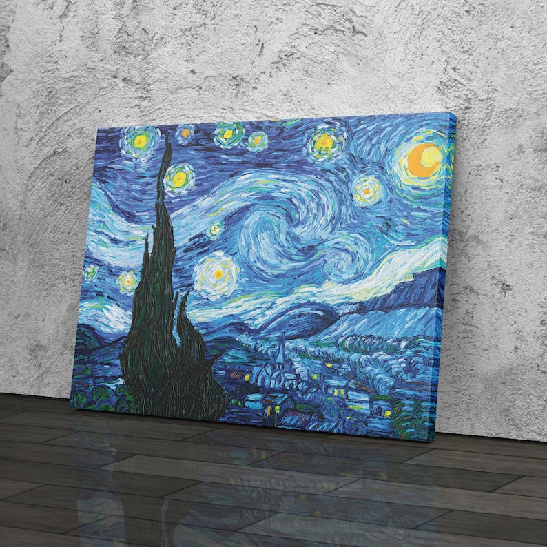 The Starry Night by Vincent Van Gogh Painting Canvas Wall Art Home ...