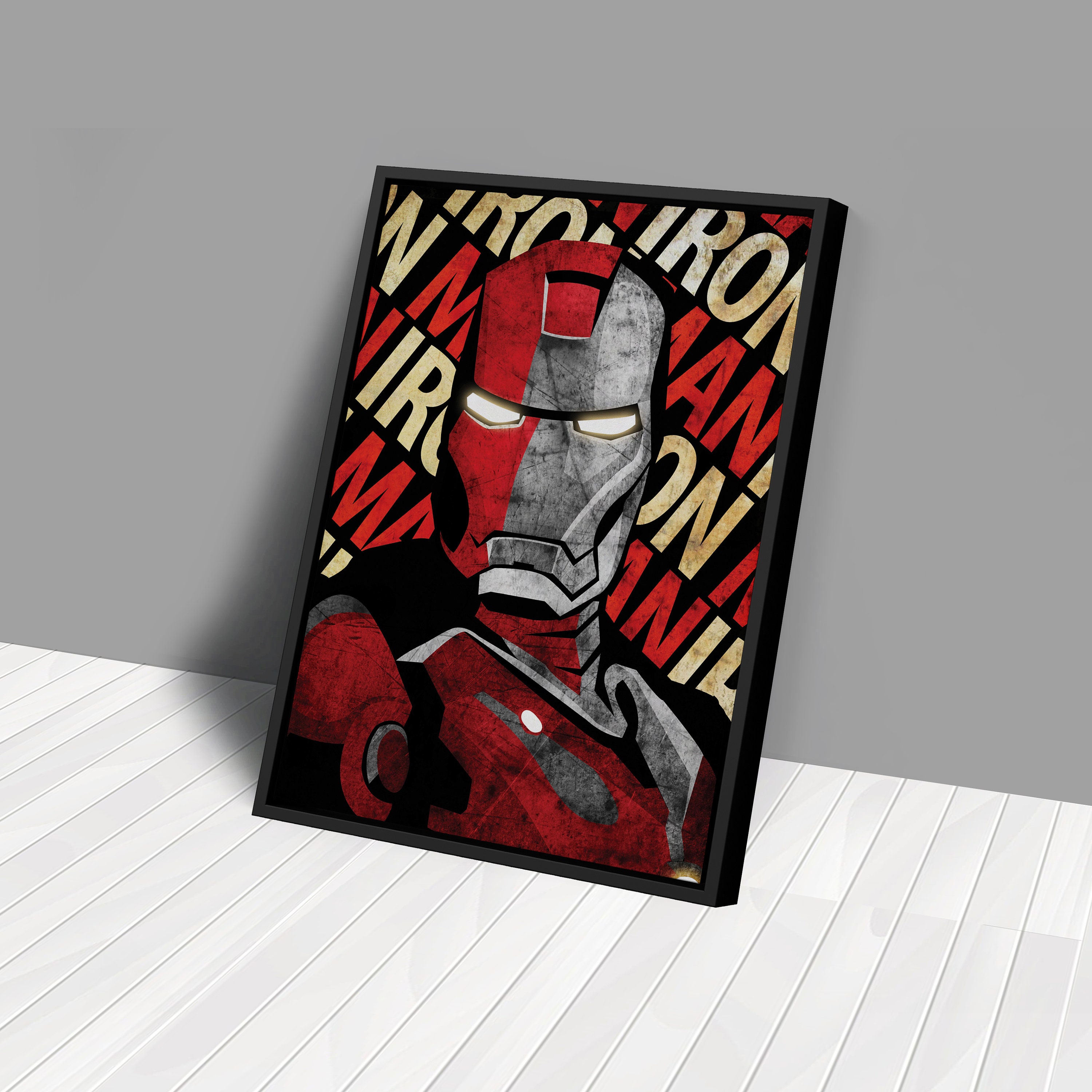 Iron Man Poster Marvel With Background Text Canvas Wall Art Home Decor ...