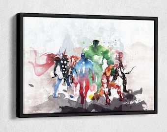 Super Heroes Marvel Avengers Watercolor Painting Canvas Wall Art Home Decor Framed Poster Print