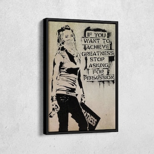 Banksy Girl With Quote Canvas Wall Art Home Decor Framed Poster Print