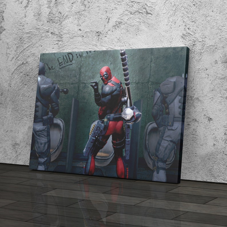 Deadpool Poster Bathroom Break Funny Canvas Wall Art Home Decor Framed Poster Print - Etsy