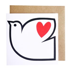 Colomba con cuore - biglietto - Biglietto vuoto - Pace