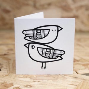 Love Birds Karte - Handsiebdruck - innen leer