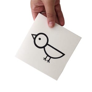 Cartão de pássaro - Impresso à mão - Em branco por dentro