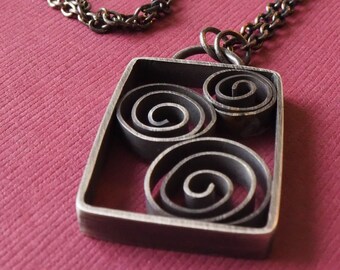 Three Spirals Boxed- Hand-fabricated, Sterling Silver Pendant