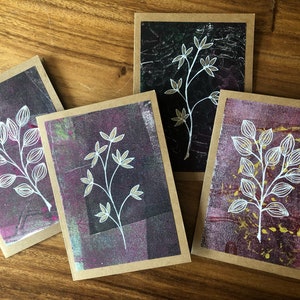 Flores Silvestres - Conjunto de 4 Cartões Feitos à Mão