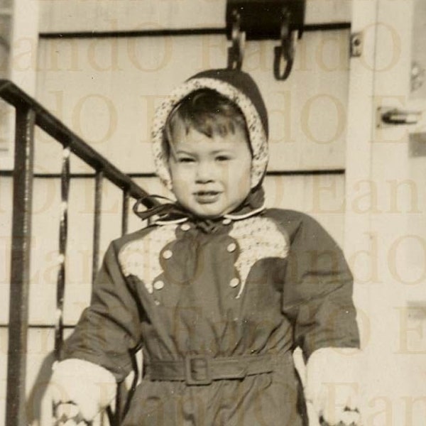 Unique Rare Vintage Photograph of a Young Girl in a Snowsuit 1950s