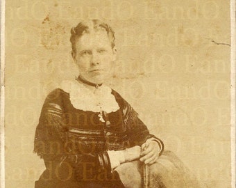 Unique Antique CDV Carte de Visite Portrait of a Woman in a Dress Made of Curtains Civil War Era 1860s 1870s