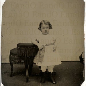 Rare Full Plate Tintype / Full Plate Tintype Portrait / Tintype Portrait of a Young Girl / Civil War Era / Antique Photo / Antique Tintype