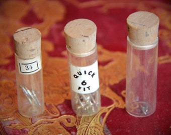 Vintage Glass Vials Filled with Watch Parts Steampunk/ Art Supply