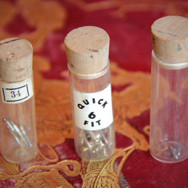 Vintage Glass Vials Filled with Watch Parts Steampunk/ Art Supply