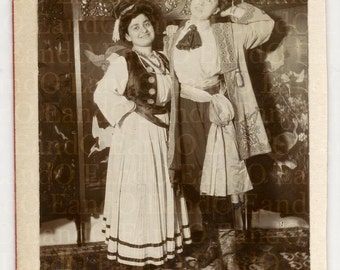 Antique VERY RARE Homemade Cabinet Card 1908 Two Women in Turkish Costume
