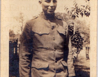 Antique Photo "Dapper in Uniform" Great Snapshot of a Young Man in Uniform, Soldier, Pre-World War II