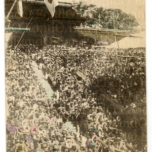 Antica cartolina fotografica colorata panoramica vintage Giappone Suwa Shrine Nagasaki anni '20