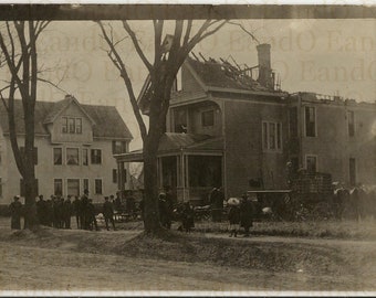 Antique Snapshot of a House Destroyed by Fire  1890s