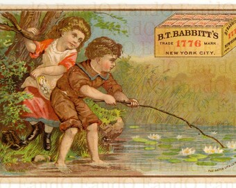 Victorian Trade Card 19th century 1800s B.T. Babbitt's 1776 Soap Powder New York