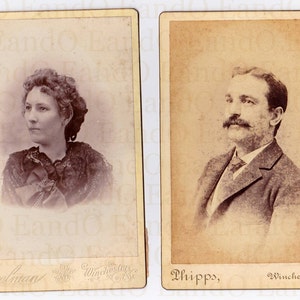 Veel van twee (2) antieke fotokastkaarten - portret van een dame en portret van een heer - Winchester, Kentucky