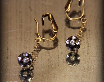 Rare Antique Rhinestone and Brass Earrings 1910s