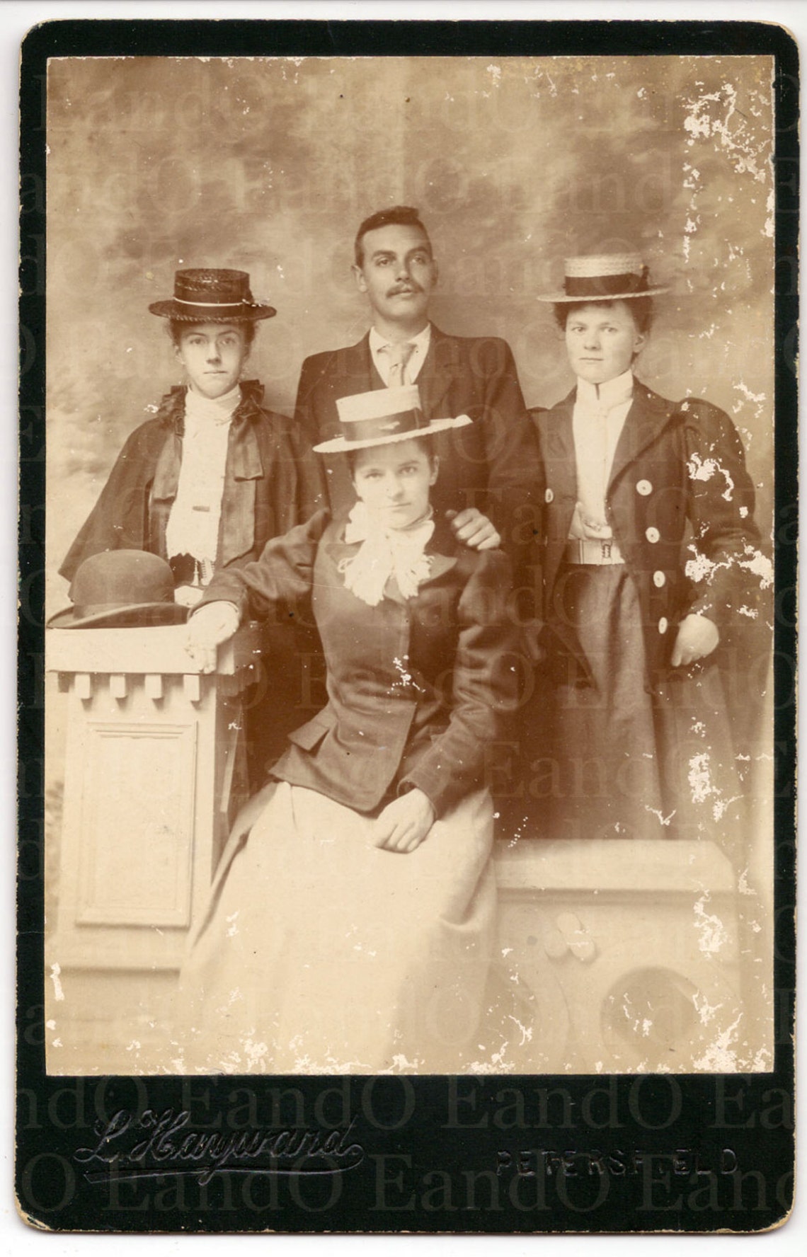 Late Victorian Card Portrait of 3 Women and 1 Man Etsy