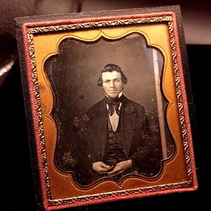 Antique Daguerreotype / Antique Silver Plated Photo / Civil War Era Photography / Sixth Plate / Unusual Portrait of a Gentleman