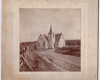 Fantastic 1900s Cabinet Card of a Church in a Field - Beautiful Outdoor Shot