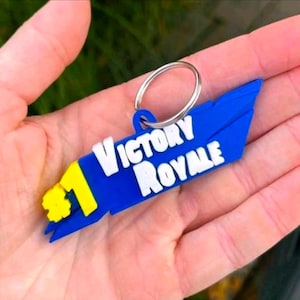 Fortnight Victory Royale Keychain! Gaming accessories, room decor, funny video games, gag gifts, birthday party, setup, battle royale, gift