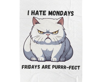 Kat fluwelen pluche deken ''I Hate Mondays''