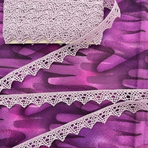 3m Lilac Zigzag Cotton Lace Trim, Crochet Look Cotton Embellishment