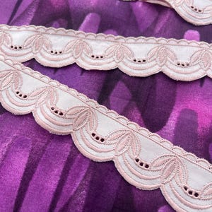 Broderie Anglaise Mistura de Algodão Rosa
