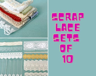 10 Pieces Small Lace Sets, Lace Scraps for Scrapbooking, Cotton Lace Bundles