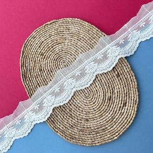 Renda de tule floral com borda de vieira, renda de noiva de 5 cm por metro